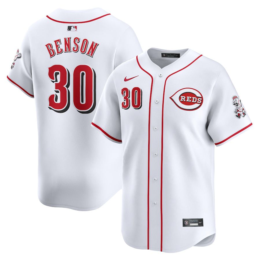 Men Cincinnati Reds #30 Will Benson Nike White Home Limited Player MLB Jersey